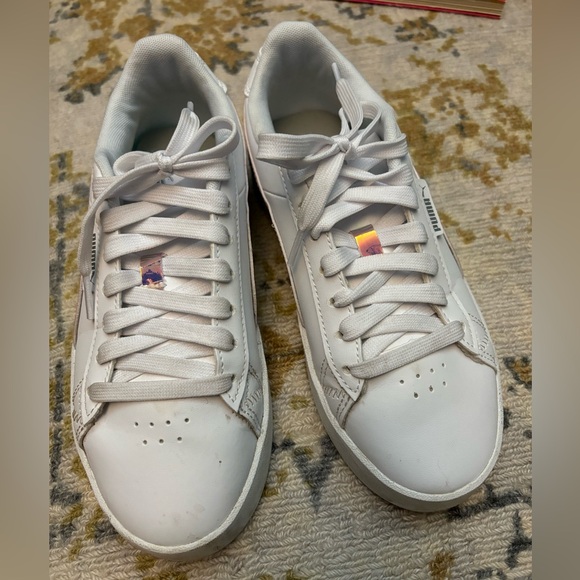Puma Jada Halo Big Kids white platform sneakers size 4 Holographic - Picture 3 of 7